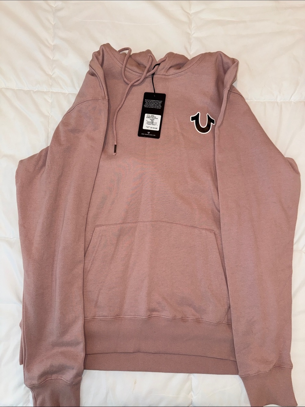 True Religion Dusty Pink Horseshoe Logo Hoodie